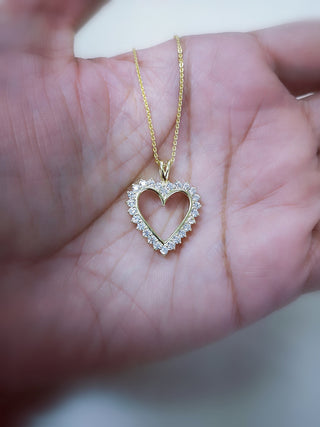 Round Diamond Heart Pendant Necklace for Valentine's Day Gift