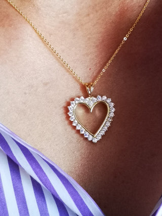 Round Diamond Heart Pendant Necklace for Valentine's Day Gift