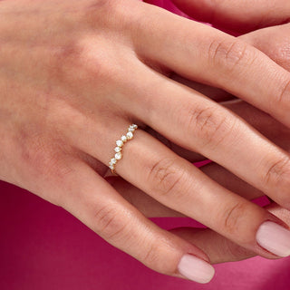 Anillo de bodas apilable de media eternidad con diamantes de talla redonda para mujer