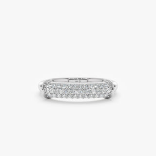 Alliance de mariage en moissanite à dôme pavé à taille ronde de 0,38 TCW