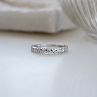 0.80 TCW Round Cut Unique Half Eternity Moissanite Wedding Band