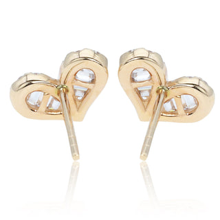 Pendientes de corazón con diamantes redondos y baguette para mujer