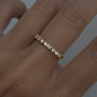 Round Cut Diamond Unique Half Eternity Stacking Ring for Her