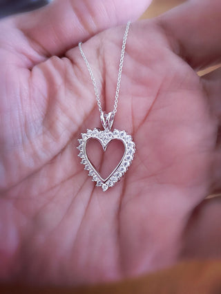 Round Diamond Heart Pendant Necklace for Valentine's Day Gift