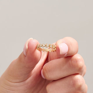 Bague de mariage triangulaire éternité en diamant taille ronde pour femme