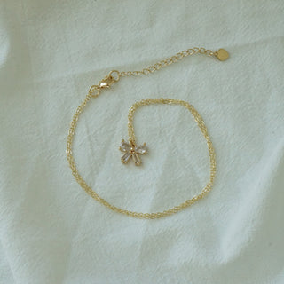 Pear & Baguette Cut Diamond Bow Necklace Gift for Her