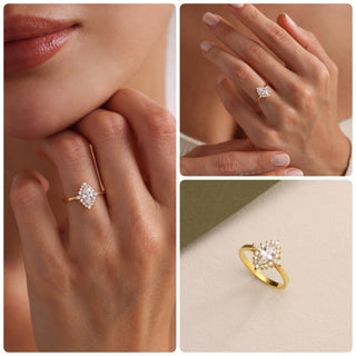 Anillo de compromiso con halo de diamantes de moissanita de talla marquesa de 1,0 CT a 2,0 CT