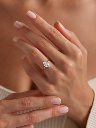 Anillo de compromiso con halo de diamantes de moissanita de talla marquesa de 1,0 CT a 2,0 CT