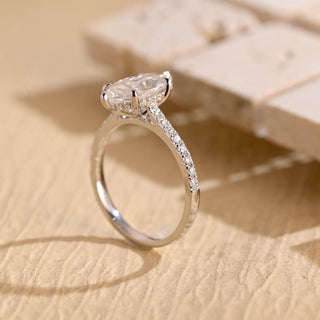 Bague de fiançailles avec halo caché en diamants Moissanite taille marquise de 1,50 ct à 2,50 ct