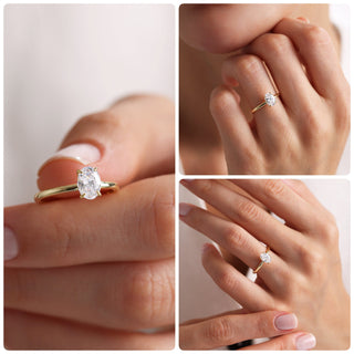 Anillo de compromiso con diamante solitario de moissanita de corte ovalado de 1,0 CT a 2,0 CT