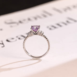 Bague de fiançailles en grappe de diamants en moissanite taille Asscher violette de 1,0 à 2,0 ct