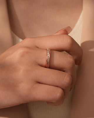 Bague de fiançailles en or rose 18 carats avec diamant pour cadeau de Noël