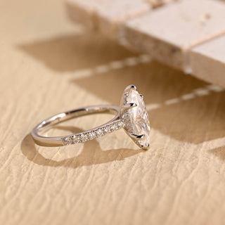 Bague de fiançailles avec halo caché en diamants Moissanite taille marquise de 1,50 ct à 2,50 ct