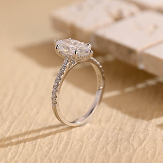 Bague de fiançailles avec halo caché en diamants Moissanite taille marquise de 1,50 ct à 2,50 ct