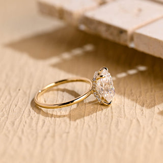 Bague de fiançailles avec halo caché de diamants en moissanite taille radiant de 2,50 ct à 3,50 ct