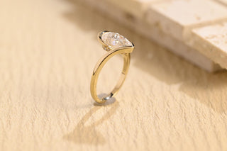 Bague de fiançailles avec diamants taillés en poire et moissanite de 1,50 à 2,50 ct