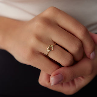 18K Solid Gold Heart Knot Ring for Valentine's Gift