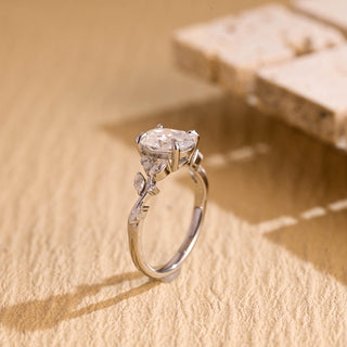 Anillo de compromiso inspirado en la naturaleza con diamante moissanita de talla ovalada de 1,50 ct a 2,50 ct