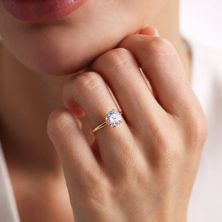 Bague de fiançailles avec diamant solitaire en moissanite taille ronde de 1,0 à 2,0 ct