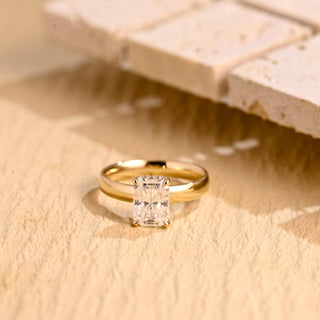 Anillo de compromiso con halo oculto de diamantes de moissanita de talla radiante de 1,50 ct a 2,50 ct