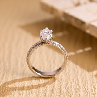 Anillo de compromiso pavé exclusivo con diamantes de moissanita de talla marquesa de 1,0 CT a 2,0 CT