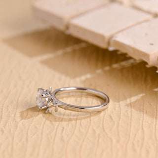 Anillo de compromiso con diamantes inspirados en la naturaleza y moissanita de corte redondo de 2,0 CT a 3,0 CT