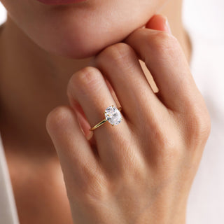 Anillo de compromiso solitario con diamante de moissanita de talla ovalada de 2,0 CT a 3,0 CT