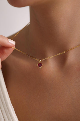 Collar personalizado con piedra natal en forma de corazón diminuto, regalo para ella