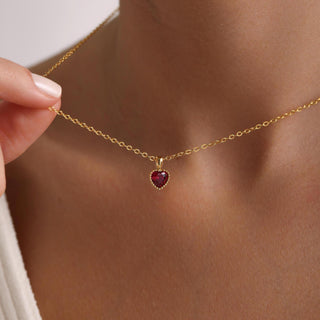 Collar personalizado con piedra natal en forma de corazón diminuto, regalo para ella