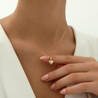 Collier en forme de cœur en or massif 18 carats pour cadeau de Saint-Valentin