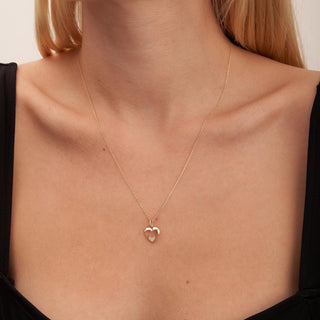 Collier avec pendentif en forme de double cœur, cadeau pour elle