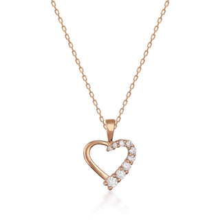 Open Heart Diamond Pendant Necklace Gift for Women