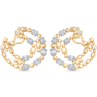 Boucles d'oreilles créoles à diamants en moissanite ronde et baguette 1,99 TCW