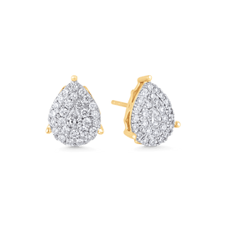 Boucles d'oreilles à tige en diamant et moissanite en forme de poire et de ronde de 0,84 TCW