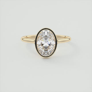 2CT Oval Bezel Setting Moissanite Engagement Ring