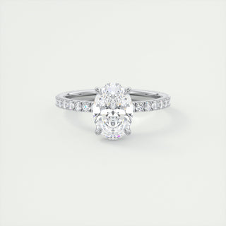 2CT Oval Cut Moissanite Engagement Ring with Pave Setting