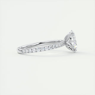 2CT Oval Cut Moissanite Engagement Ring with Pave Setting