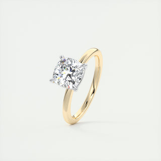 2CT Cushion Cut Two Tone Solitaire Moissanite Engagement Ring