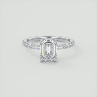 2 CT Emerald Cut Diamond Moissanite Engagement Ring With Pave Setting