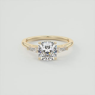 2CT Cushion Three Stone Solitaire Moissanite Diamond Engagement Ring