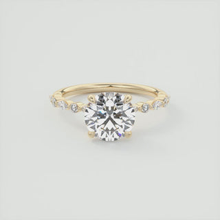 2CT Round Center with Mixed Diamond Accents Solitaire Engagement Ring