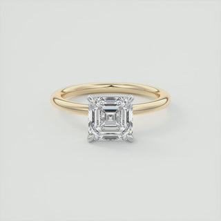 2CT Asscher Two Tone Solitaire Moissanite Diamond Engagement Ring