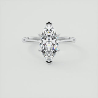 2CT Marquise Flush Stacking 1.8mm Solitaire Moissanite Engagement Ring