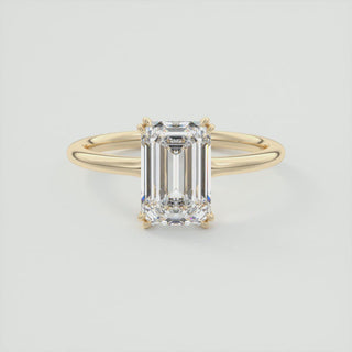 2CT Emerald Cut Double Scoop Moissanite Engagement Ring