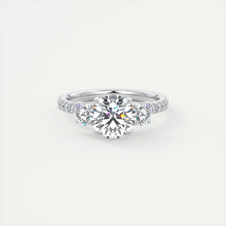 2CT Round Cut Three Stone Moissanite Engagement Ring