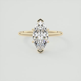 2CT Marquise Flush Stacking Low Profile Solitaire Moissanite Engagement Ring