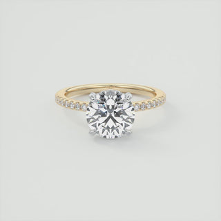 2CT Round Center Pavé Encrusted Moissanite Two Tone Engagement Ring