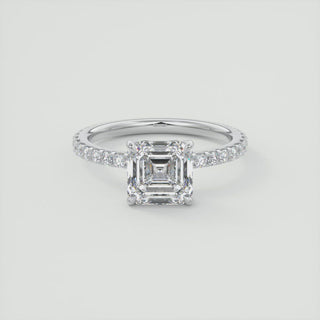 2CT Asscher Cut Moissanite Diamond Engagement Ring