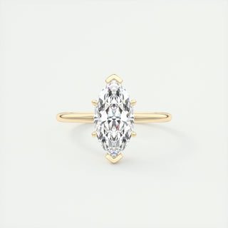 2CT Marquise Flush Stacking Low Profile Solitaire Moissanite Engagement Ring