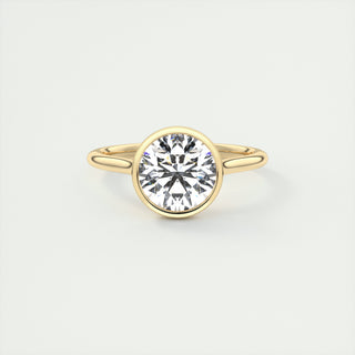 Bague de fiançailles solitaire en moissanite à taille ronde de 2 carats sertie d'une lunette 